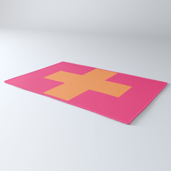Swiss Cross Symbol in Pink and Orange Rug Gallery Image 3