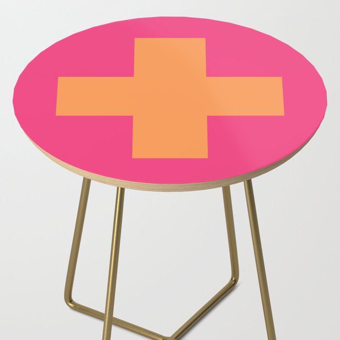 Swiss Cross Symbol in Pink and Orange Side Table Gallery Image 2