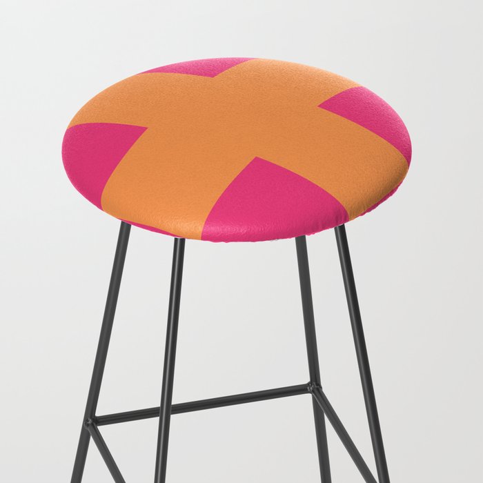 Swiss Cross Symbol in Pink and Orange Stool Gallery Image 2