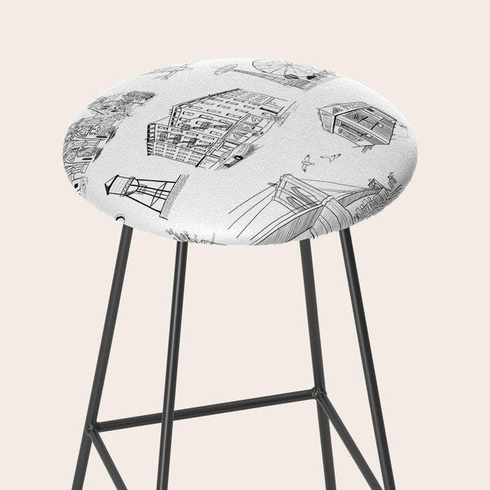 Brooklyn Toile - Black and White Stool Gallery Image 2