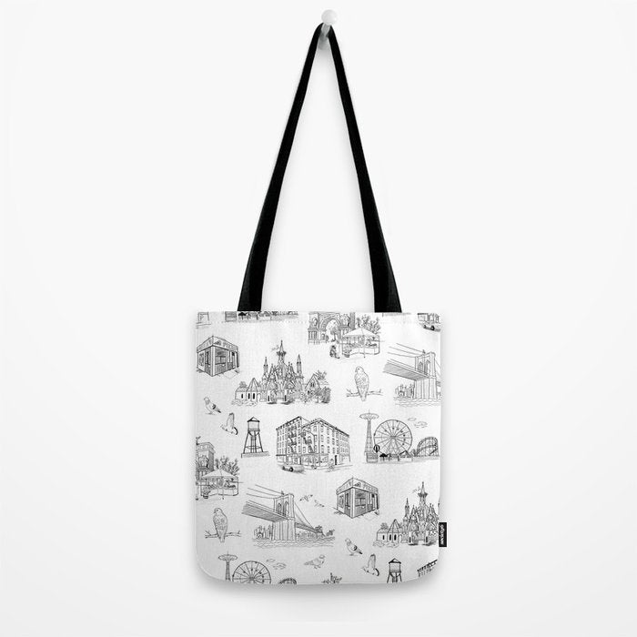 Brooklyn Toile - Black and White Tote Bag Gallery Image 2