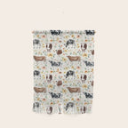 Cows with Pink and Yellow Flowers on Cream, Cow Illustration, Floral Wall Hanging Gallery Image 1