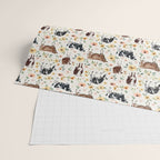 Cows with Pink and Yellow Flowers on Cream, Cow Illustration, Floral Wrapping Paper Gallery Image 2