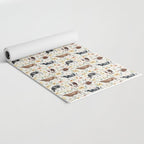 Cows with Pink and Yellow Flowers on Cream, Cow Illustration, Floral Yoga Mat Gallery Image 2