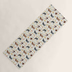 Cows with Pink and Yellow Flowers on Cream, Cow Illustration, Floral Yoga Mat Gallery Image 1