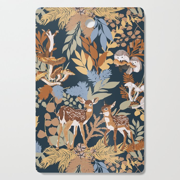 Colorful Dark Forest Animals B Cutting Board Gallery Image 1