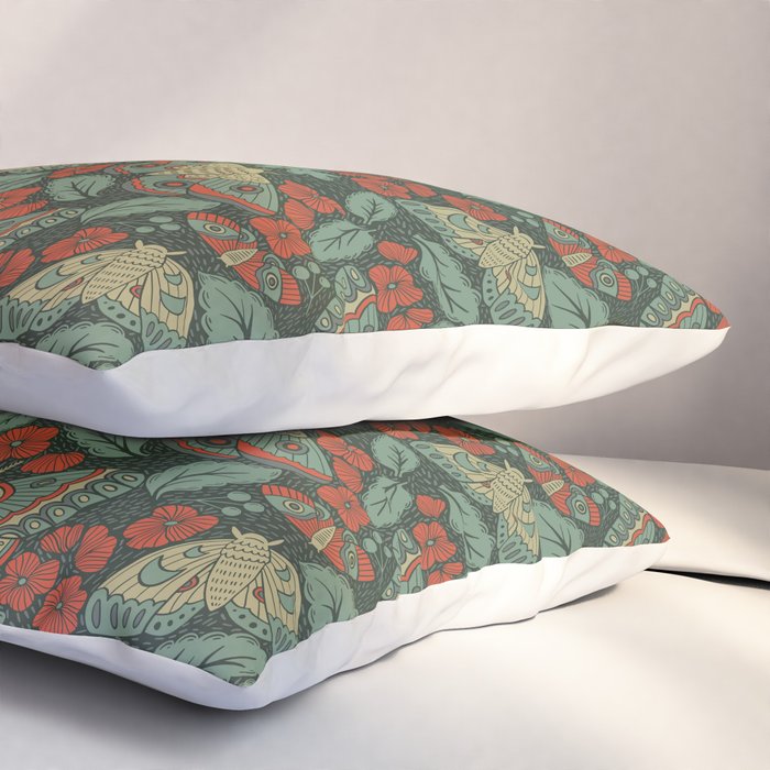 Moths in Emerald Twilight Pillow Sham Gallery Image 3