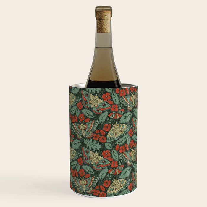 Moths in Emerald Twilight Wine Chiller Gallery Image 3