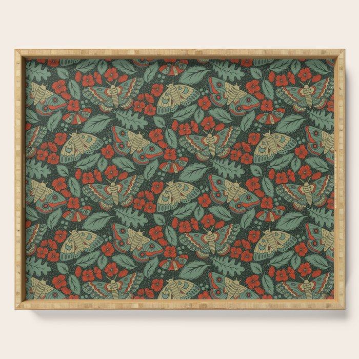 Moths in Emerald Twilight Serving Tray Gallery Image 1