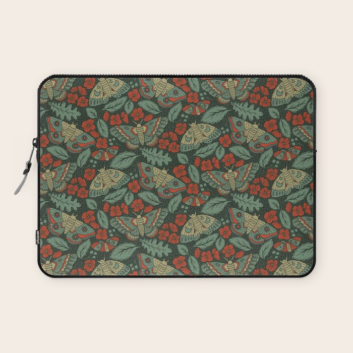 Moths in Emerald Twilight Laptop Sleeve Gallery Image 1