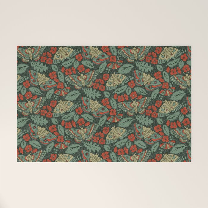 Moths in Emerald Twilight Welcome Mat Gallery Image 1