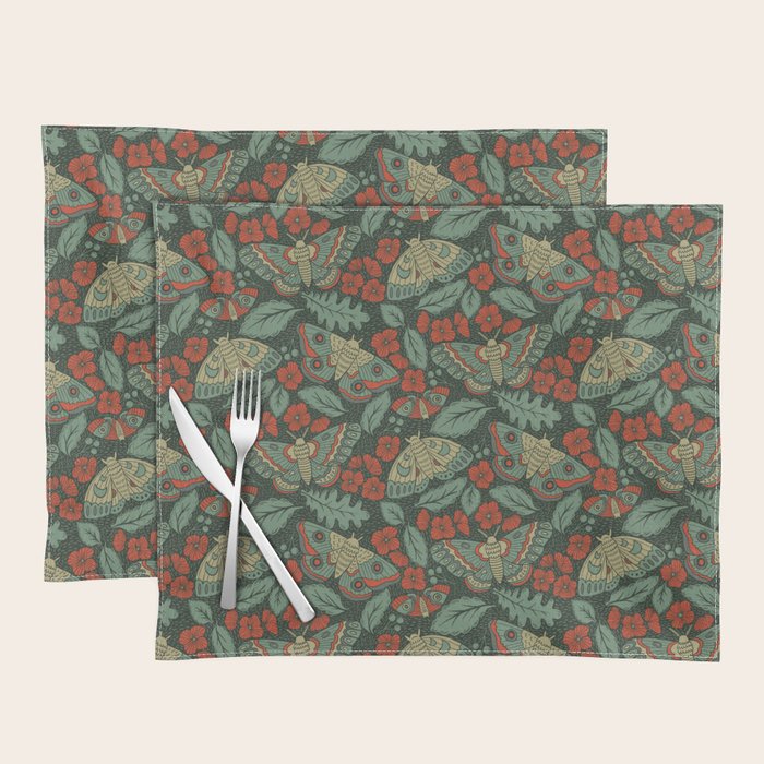 Moths in Emerald Twilight Placemat Gallery Image 1