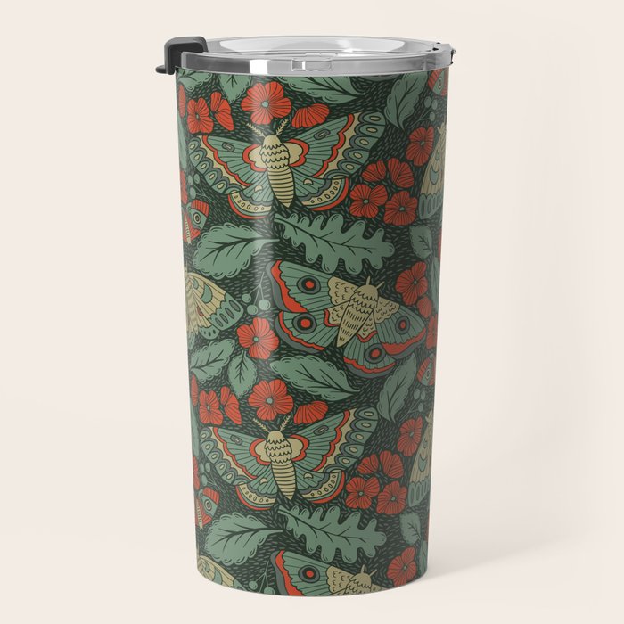 Moths in Emerald Twilight Travel Mug Gallery Image 3