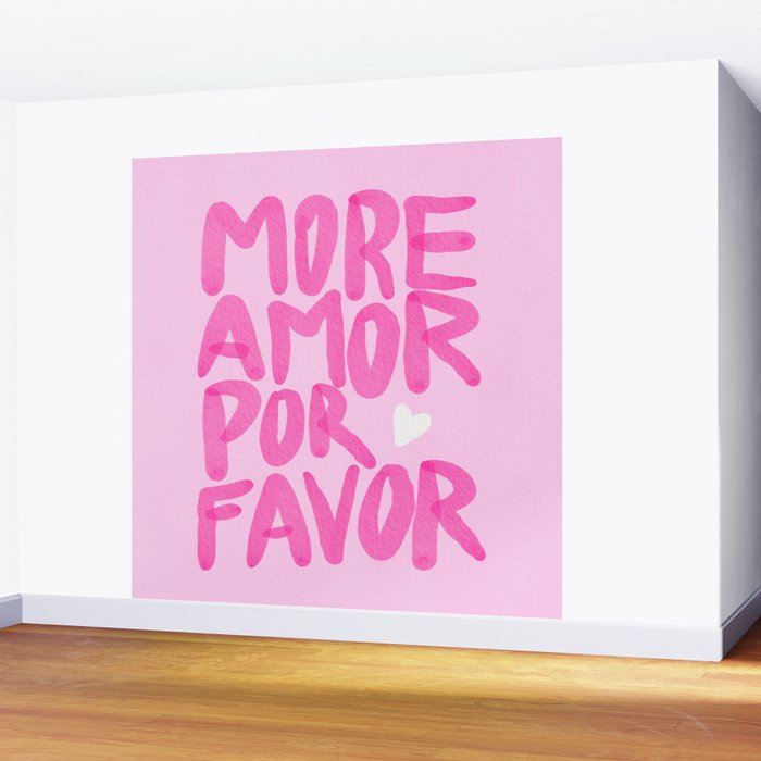 Pink Maximalist Quote - More Amor Wall Mural Gallery Image 2