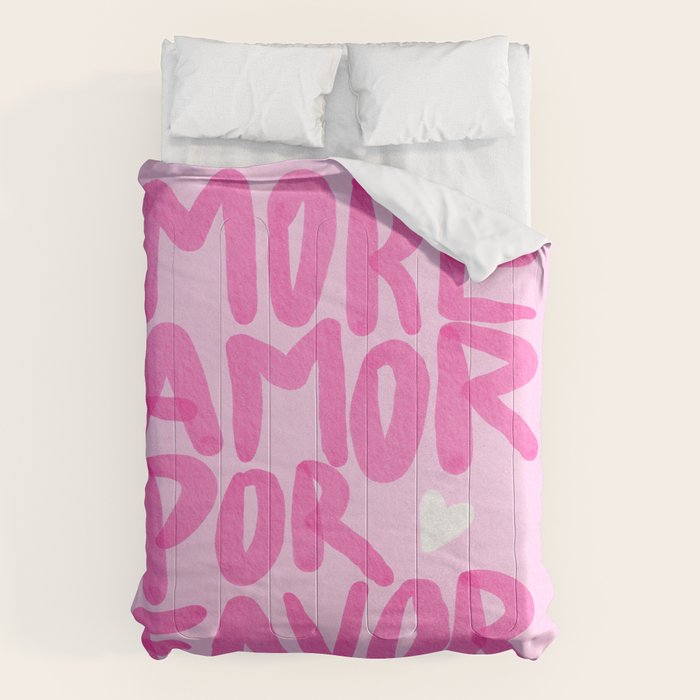 Pink Maximalist Quote - More Amor Comforter Gallery Image 6