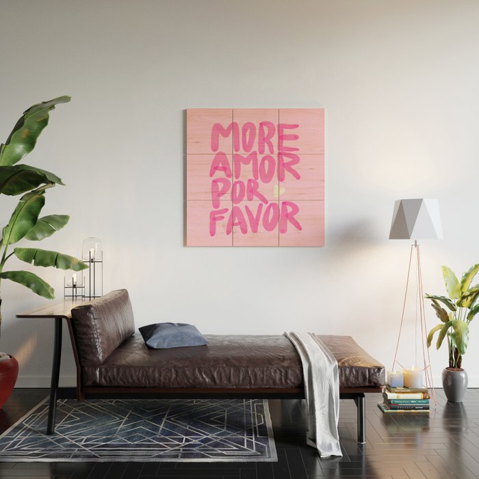 Pink Maximalist Quote - More Amor Wood Wall Art Gallery Image 2