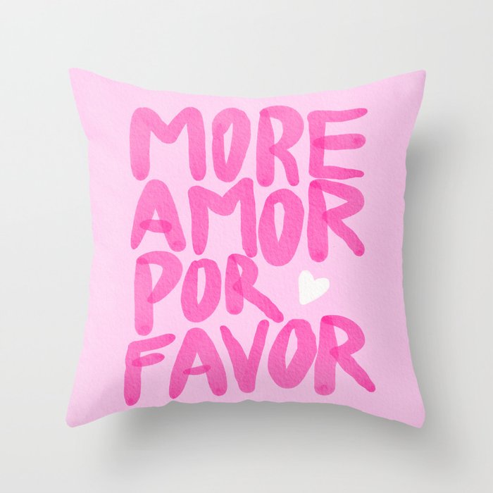 Pink Maximalist Quote - More Amor Throw Pillow Gallery Image 6