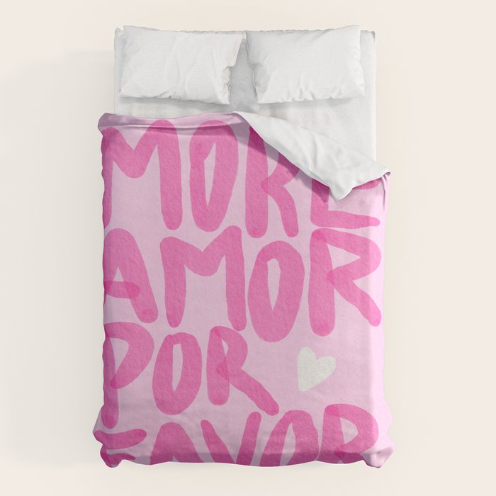 Pink Maximalist Quote - More Amor Duvet Cover Gallery Image 6