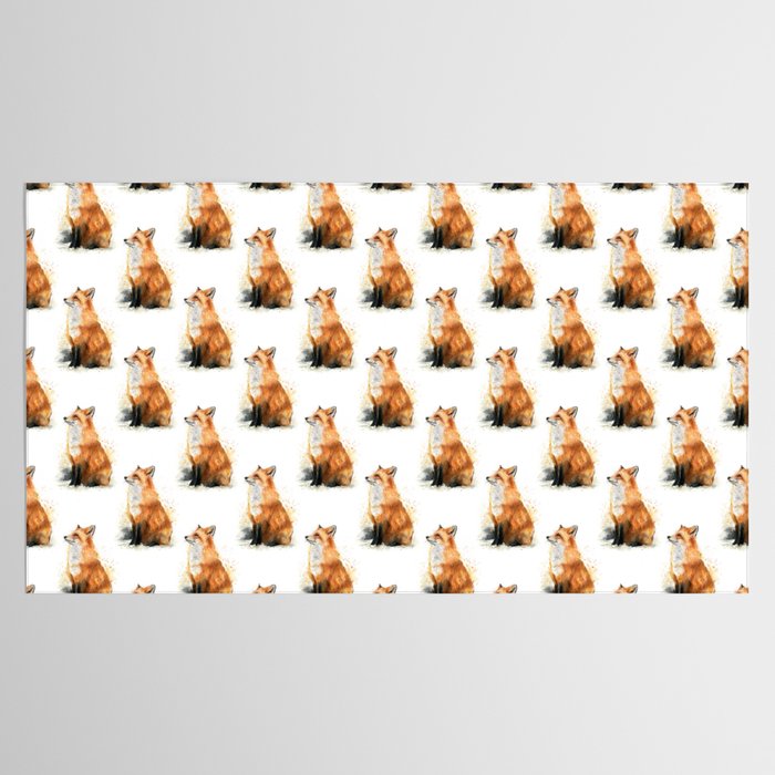 Fox Watercolor Red Fox Painting Tablecloth Gallery Image 2