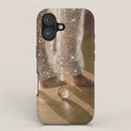 THE GAME - digital artwork by Yana Potter, 70s and 60s aesthetic , vintage feeling , disco vibes iPhone Case Gallery Image 1