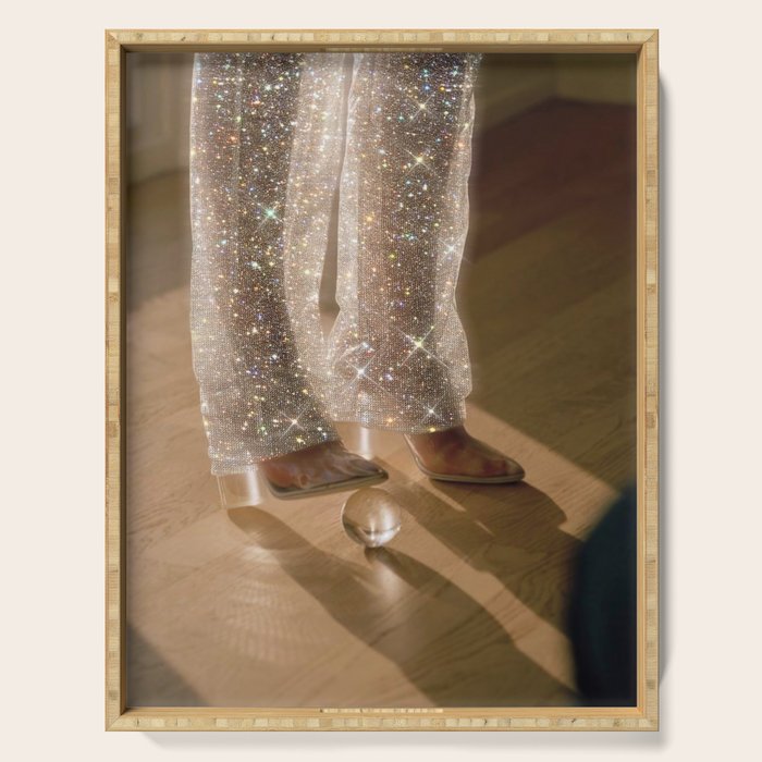 THE GAME - digital artwork by Yana Potter, 70s and 60s aesthetic , vintage feeling , disco vibes Serving Tray Gallery Image 1