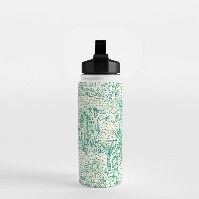 Hawaiian Hula Dancer Toile - Green Water Bottle Gallery Image 2