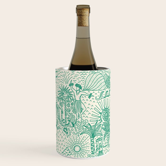 Hawaiian Hula Dancer Toile - Green Wine Chiller Gallery Image 3