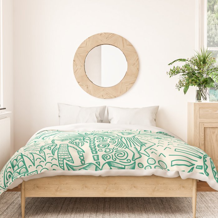 Hawaiian Hula Dancer Toile - Green Duvet Cover Gallery Image 3