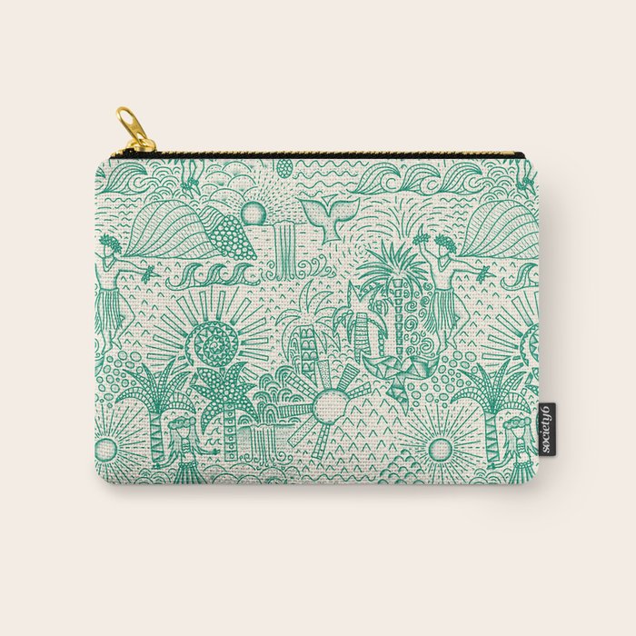 Hawaiian Hula Dancer Toile - Green Carry All Pouch Gallery Image 1