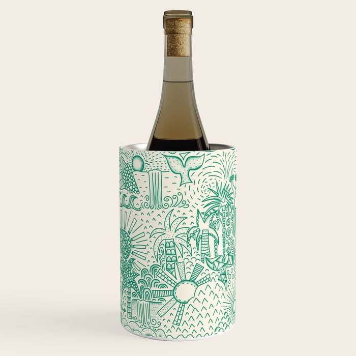 Hawaiian Hula Dancer Toile - Green Wine Chiller Gallery Image 1