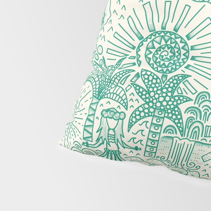 Hawaiian Hula Dancer Toile - Green Pillow Sham Gallery Image 4