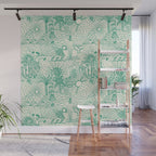 Hawaiian Hula Dancer Toile - Green Wall Mural Gallery Image 1