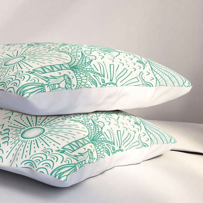 Hawaiian Hula Dancer Toile - Green Pillow Sham Gallery Image 3