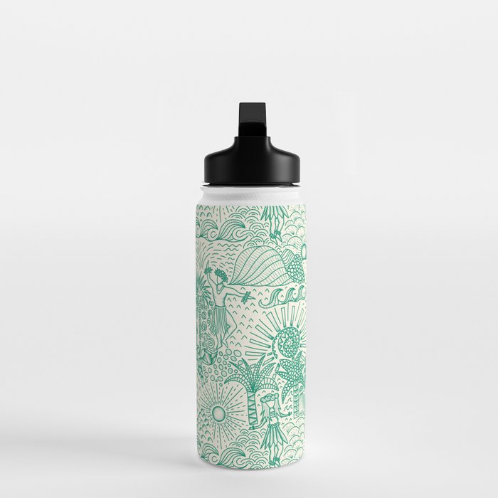 Hawaiian Hula Dancer Toile - Green Water Bottle Gallery Image 3