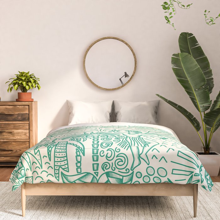 Hawaiian Hula Dancer Toile - Green Comforter Gallery Image 3
