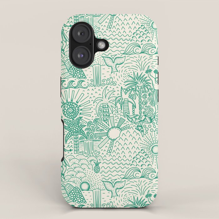 Hawaiian Hula Dancer Toile - Green iPhone Case Gallery Image 1