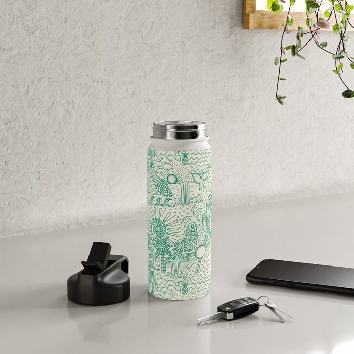 Hawaiian Hula Dancer Toile - Green Water Bottle Gallery Image 4