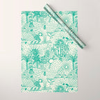 Hawaiian Hula Dancer Toile - Green Wrapping Paper Gallery Image 1