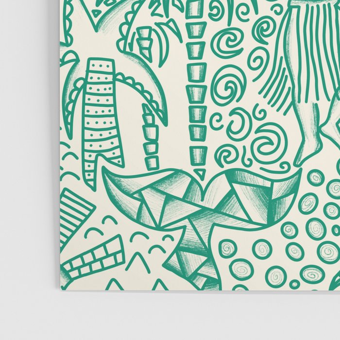 Hawaiian Hula Dancer Toile - Green Poster Gallery Image 3