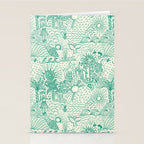 Hawaiian Hula Dancer Toile - Green Stationery Card Gallery Image 2