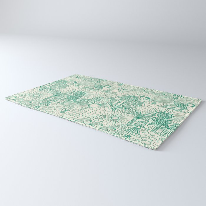 Hawaiian Hula Dancer Toile - Green Rug Gallery Image 3