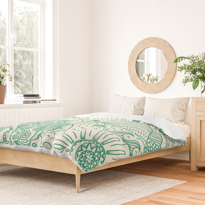 Hawaiian Hula Dancer Toile - Green Duvet Cover Gallery Image 2