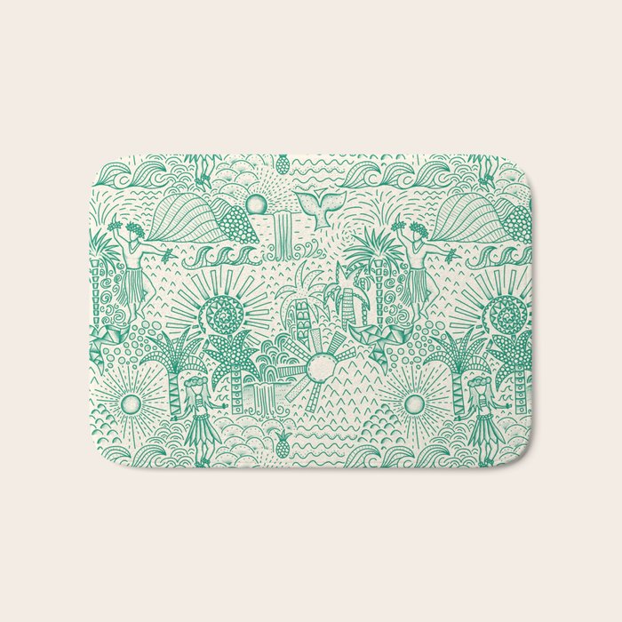 Hawaiian Hula Dancer Toile - Green Bath Mat Gallery Image 1