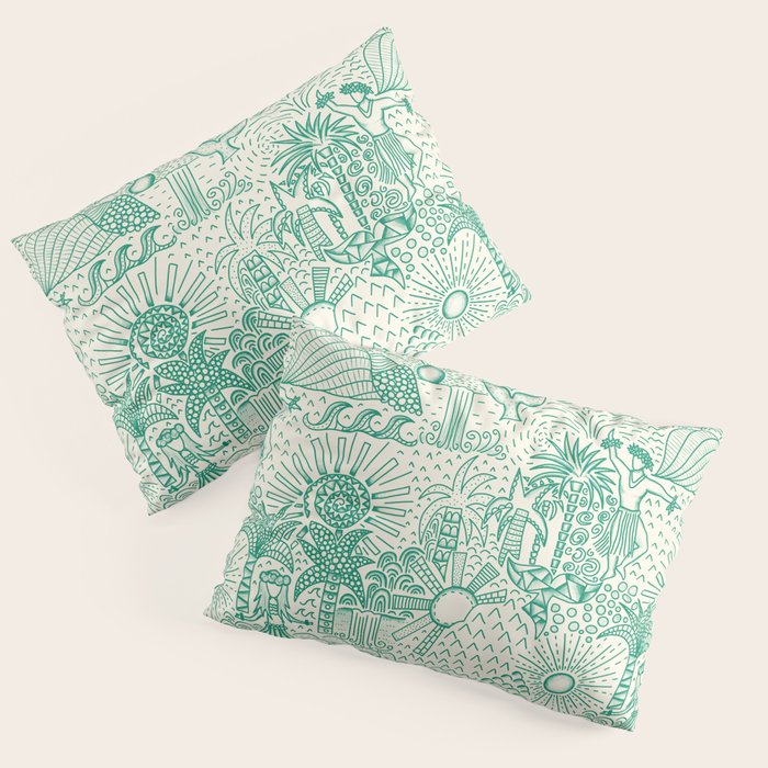 Hawaiian Hula Dancer Toile - Green Pillow Sham Gallery Image 1