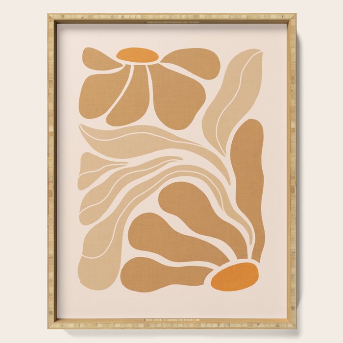 Modern Boho Art Nouveau Floral 2.3 Neutral Sand Serving Tray Gallery Image 1