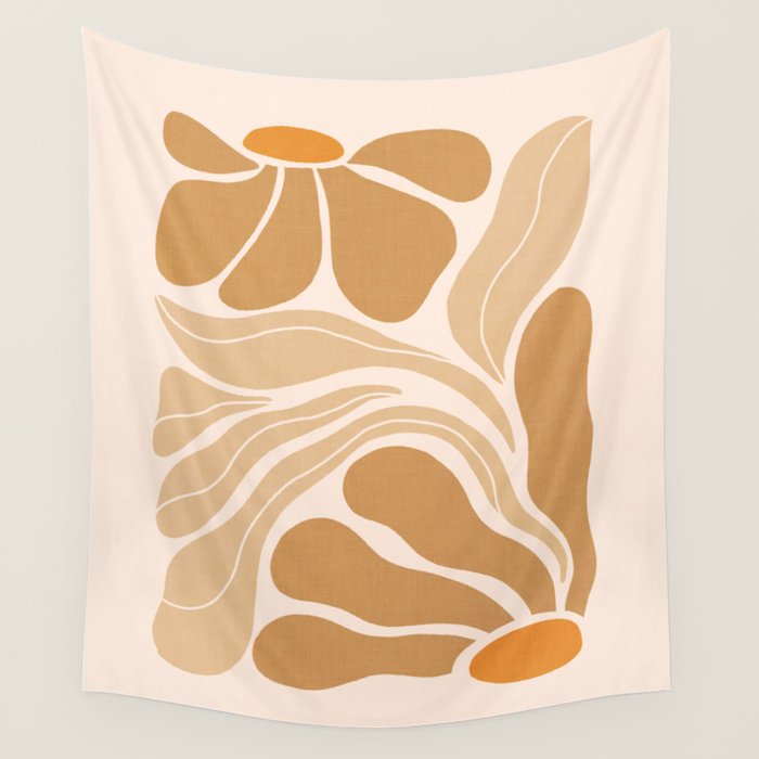 Modern Boho Art Nouveau Floral 2.3 Neutral Sand Wall Tapestry Gallery Image 1