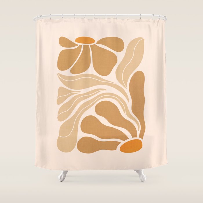 Modern Boho Art Nouveau Floral 2.3 Neutral Sand Shower Curtain Gallery Image 1