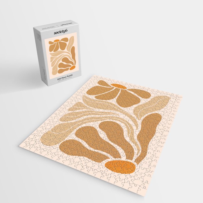 Modern Boho Art Nouveau Floral 2.3 Neutral Sand Jigsaw Puzzle Gallery Image 2