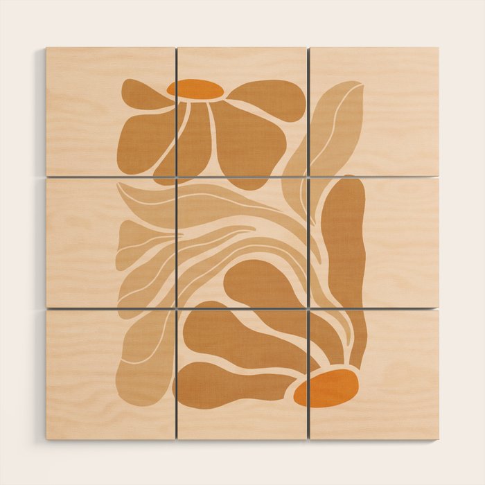 Modern Boho Art Nouveau Floral 2.3 Neutral Sand Wood Wall Art Gallery Image 1