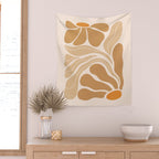 Modern Boho Art Nouveau Floral 2.3 Neutral Sand Wall Tapestry Gallery Image 2